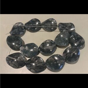 String of Gorgeous Large Moss Agate Wave Beads  16” For Statement Necklace